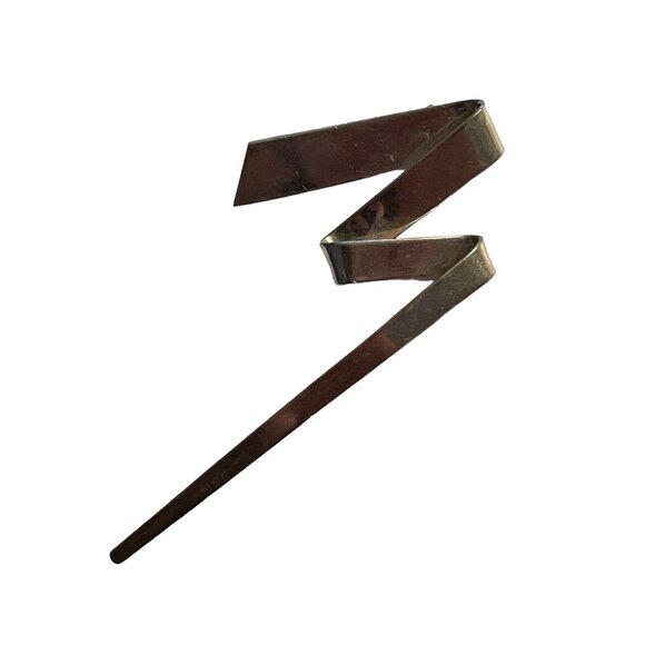 Sterling Silver 925 Zig Zag Lightning Brooch Pin Unsigned‎ Vintage Modernism